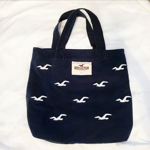 Hollister Logo Dark Navy Blue Canvas Tote